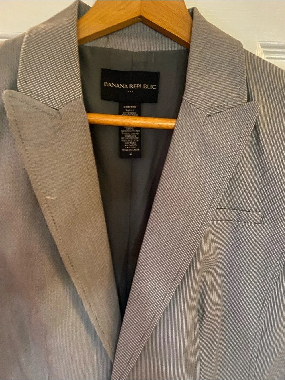Banana Republic Light Gray Single-Button Blazer unisex